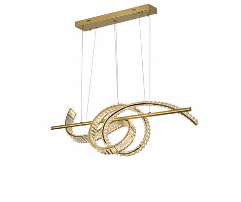 Bethel International 2 Light Dimmable in Brass Steel LED Chandelier With Clear Crystal Model: GL452C47BR