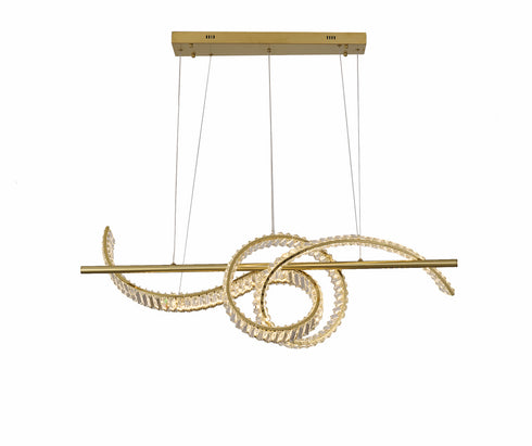 Bethel International 2 Light Dimmable in Brass Steel LED Chandelier With Clear Crystal Model: GL452C47BR