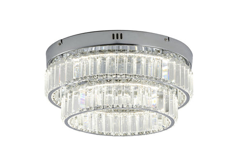 Bethel International 2 Light in Chrome Dimmable LED Flush Mount With Clear Crystals Model: GL450FM15CH