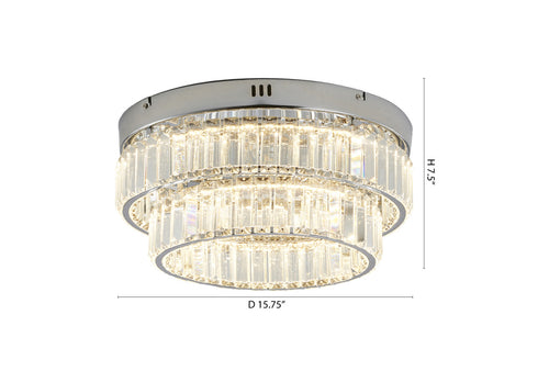Bethel International 2 Light in Chrome Dimmable LED Flush Mount With Clear Crystals Model: GL450FM15CH
