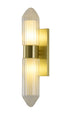 Bethel International 2 Light in Satin Brass Wall Sconce With Clear Glass And White Acrylic Shades Model: BLT101W18BR