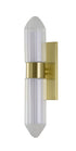 Bethel International 2 Light in Satin Brass Wall Sconce With Clear Glass And White Acrylic Shades Model: BLT101W18BR