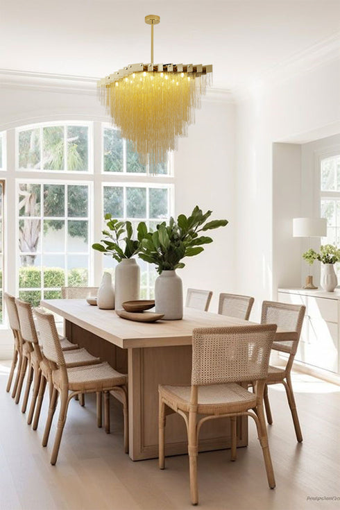 Bethel International 20 Light in Gold prism chandelier with hanging aluminum chains Model: IMG04C39G