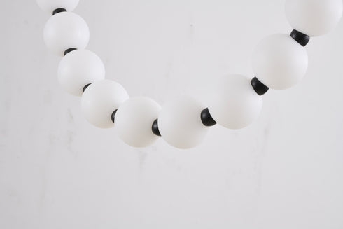 Bethel International 30 Light in Black LED Chandelier With White Acrylic Ball Shades Model: BL02C106BLK