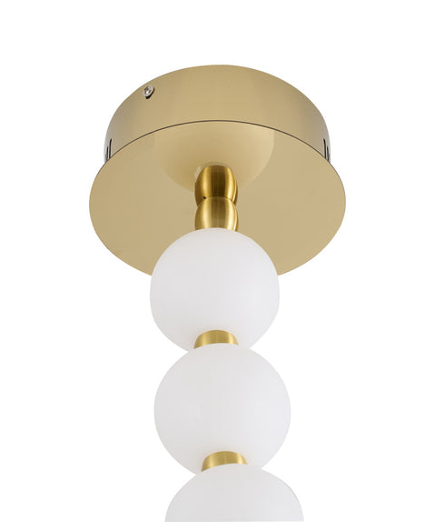 Bethel International 30 Light in Brass LED Chandelier With White Acrylic Ball Shades Model: BL02C106BR