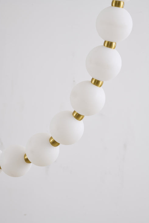 Bethel International 30 Light in Brass LED Chandelier With White Acrylic Ball Shades Model: BL02C106BR