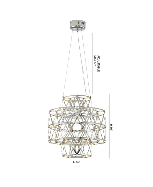 Bethel International 40 Light Dimmable in Chrome Stainless Steel LED Chandelier in a 3 Tier Design Model: MN51C16CH