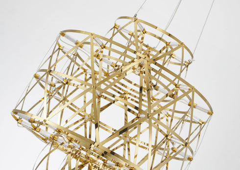 Bethel International 40 Light Dimmable in Gold Stainless Steel LED Chandelier in a 3 Tier Design Model: MN51C16G