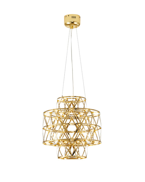 Bethel International 40 Light Dimmable in Gold Stainless Steel LED Chandelier in a 3 Tier Design Model: MN51C16G