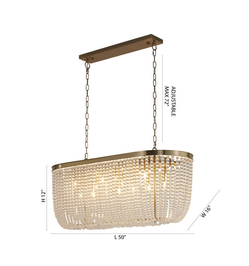 Bethel International 6 Light Gold Oval Chandelier With Clear Beaded hanging Crystals in Satin Black Finish Model: LA64C50G