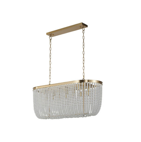 Bethel International 6 Light Gold Oval Chandelier With Clear Beaded hanging Crystals in Satin Black Finish Model: LA64C50G
