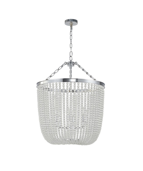 Bethel International 6 Light in Chrome Chandelier With Clear Beaded hanging Glass Model: LA61C24CH