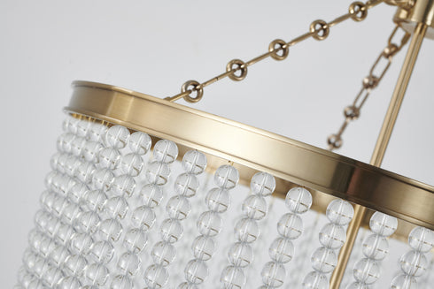 Bethel International 6 Light in Gold Chandelier With Clear Beaded hanging Glass Model: LA61C24G