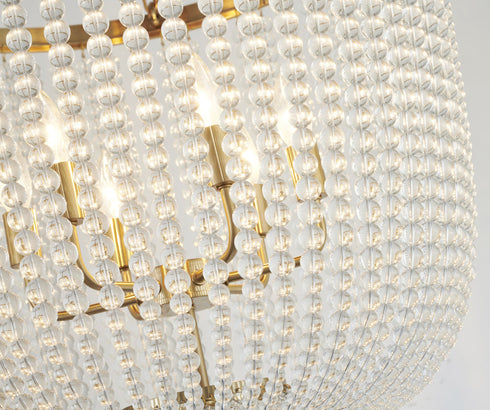 Bethel International 6 Light in Gold Chandelier With Clear Beaded hanging Glass Model: LA61C24G