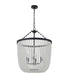 Bethel International 6 Light in Satin Black Chandelier With Clear Beaded hanging Glass Model: LA61C24BK