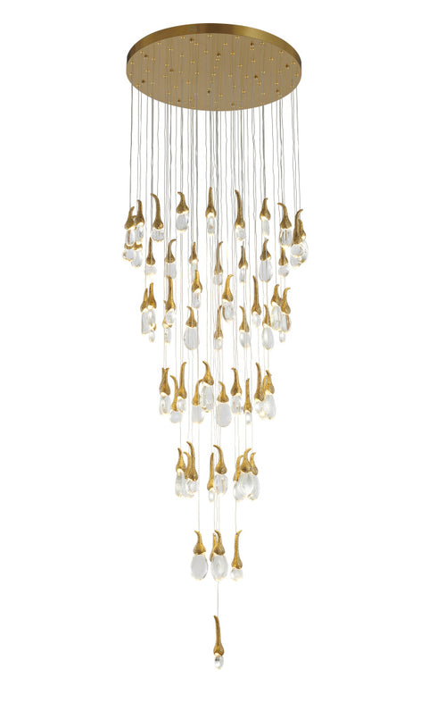 Bethel International 60 Light in Antique Brass LED Chandelier With Hanging Crystals Model: OCH01C28BR
