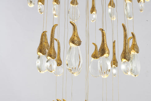 Bethel International 60 Light in Antique Brass LED Chandelier With Hanging Crystals Model: OCH01C28BR