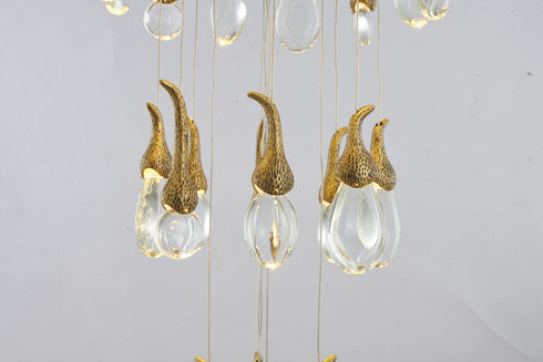 Bethel International 60 Light in Antique Brass LED Chandelier With Hanging Crystals Model: OCH01C28BR