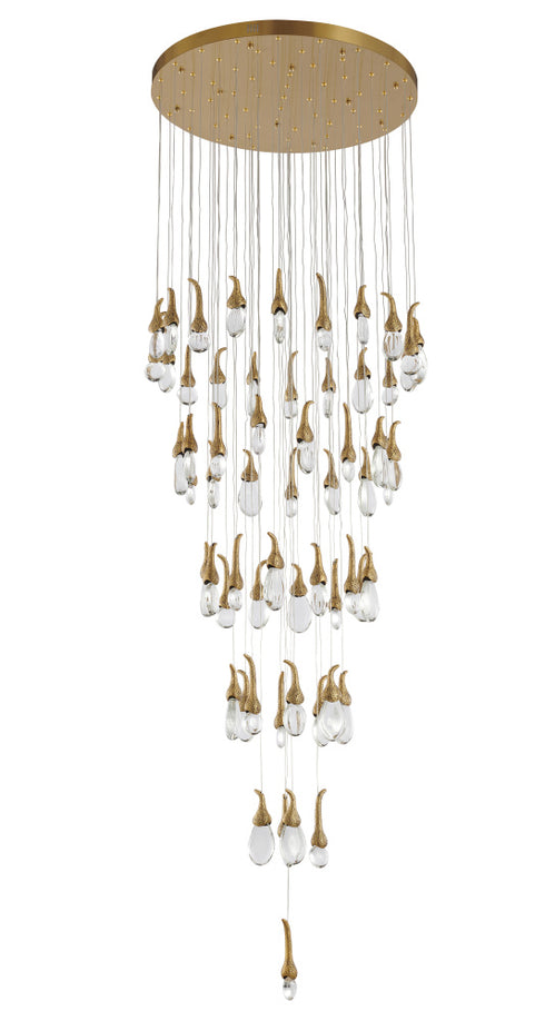 Bethel International 60 Light in Antique Brass LED Chandelier With Hanging Crystals Model: OCH01C28BR