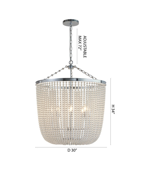 Bethel International 8 Light in Chrome Chandelier With Clear Beaded hanging Glass Model: LA62C30CH