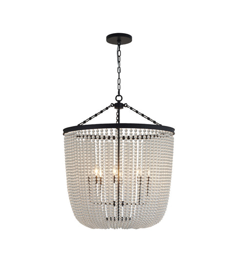 Bethel International 8 Light in Satin Black Chandelier With Clear Beaded hanging Glass Model: LA62C30BK