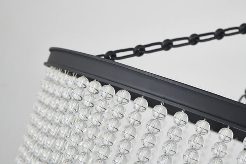 Bethel International 8 Light in Satin Black Chandelier With Clear Beaded hanging Glass Model: LA62C30BK