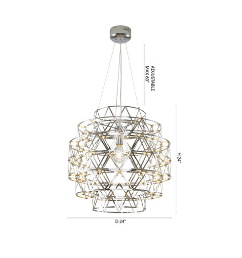 Bethel International 85 Light Dimmable in Chrome Stainless Steel LED Chandelier in a 5 Tier Design Model: MN52C24CH