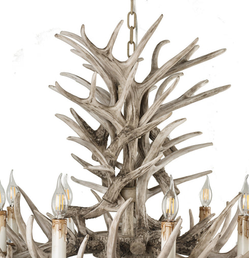 Bethel International 9 Light Faux in Brown Polyresin Antler Chandelier With Metal Hardware Model: YA28C39BR