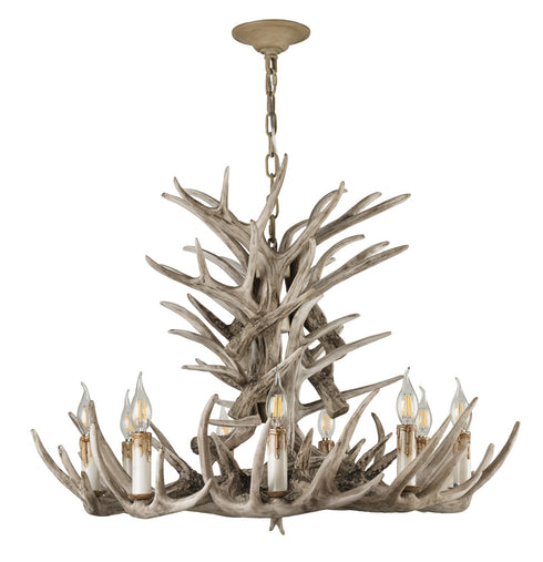 Bethel International 9 Light Faux in Brown Polyresin Antler Chandelier With Metal Hardware Model: YA28C39BR