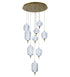 Bethel International 9 Light Flushed in Brass Dimmable LED Chandelier With Hanging Clear PC shades Model: GL454C24BR