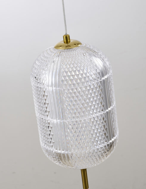 Bethel International 9 Light Flushed in Brass Dimmable LED Chandelier With Hanging Clear PC shades Model: GL454C24BR