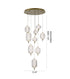 Bethel International 9 Light Flushed in Brass Dimmable LED Chandelier With Hanging Clear PC shades Model: GL454C24BR
