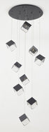 Bethel International 9 Light in Black Cubed Chandelier With A Clear Distorted Glass Shades Model: GL446C27BK