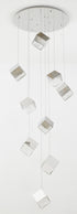 Bethel International 9 Light in Chrome Cubed Chandelier With A Clear Distorted Glass Shades Model: GL446C27CH
