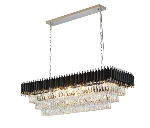 Bethel International Black and Chrome Rectangular Frame Chandelier in Black & Chrome Finish Model: GL412C48CH