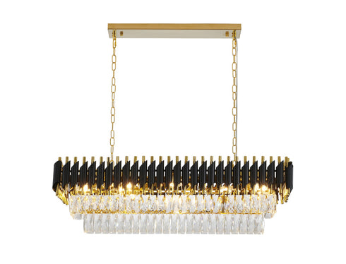 Bethel International Black and Gold Rectangular Frame Chandelier in Black & Gold Finish Model: GL412C38G