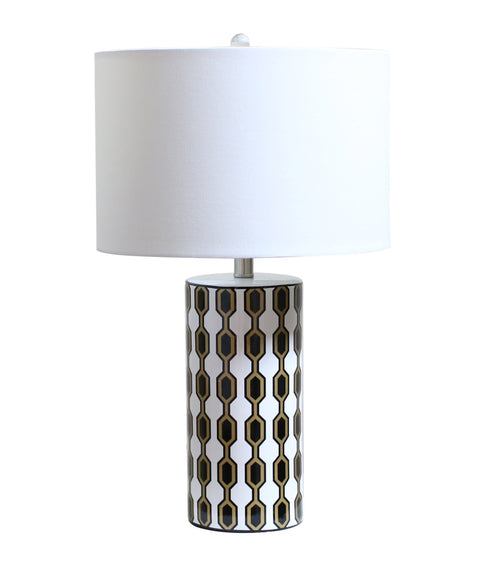 Bethel International Black and White Ceramic Frame Table Lamp in Black & White Finish Model: MTL31PQ-SN