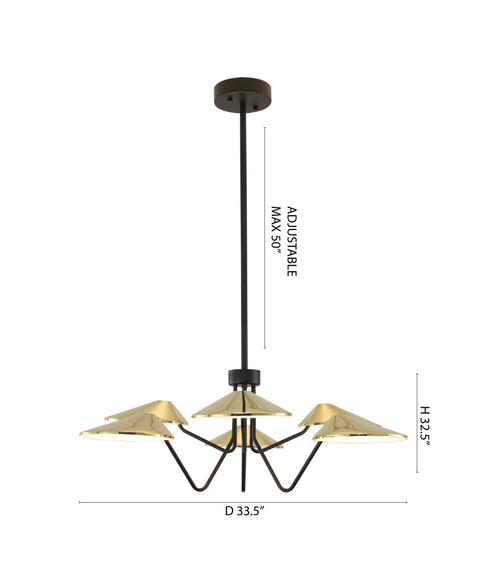 Bethel International in Black and Shiny Brass LED Chandelier Model: MU151C34BR