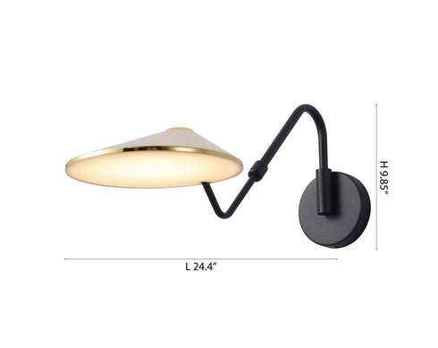 Bethel International in Black and Shiny Brass LED Wall Sconce Model: MU152W25BR