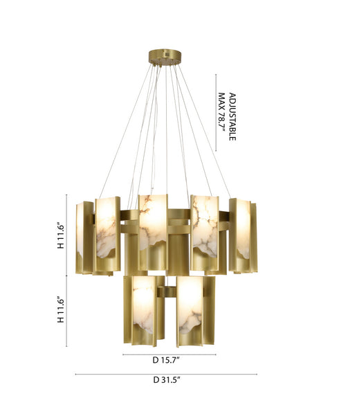 Bethel International in Satin Brass LED Chandelier Model: MU124C18BR