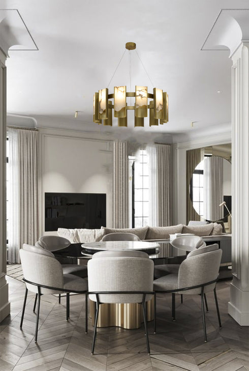 Bethel International in Satin Brass LED Chandelier Model: MU125C12BR