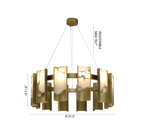 Bethel International in Satin Brass LED Chandelier Model: MU125C12BR