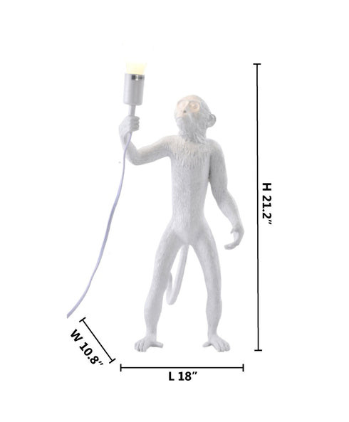 Bethel International in White Standing Resin Monkey Plug In Table Lamp Model: DLS79T18W