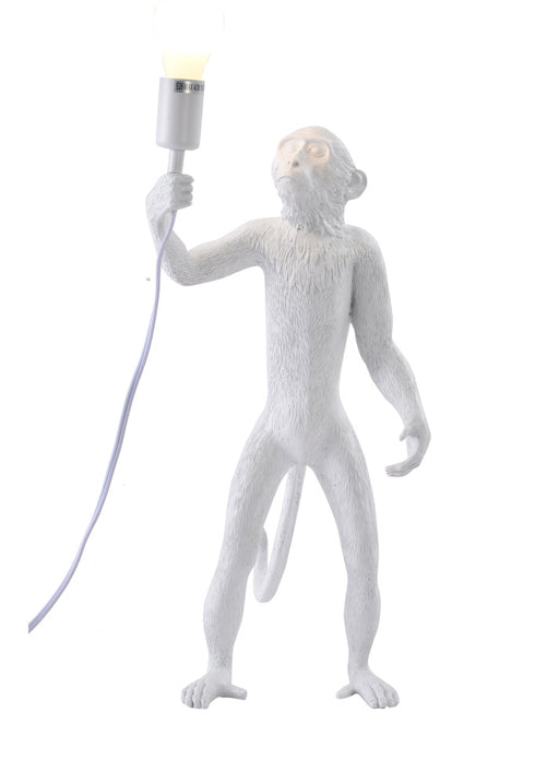 Bethel International in White Standing Resin Monkey Plug In Table Lamp Model: DLS79T18W