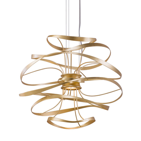Corbett Calligraphy Chandelier in GOLD LEAF W POLISHED STAINLESS Finish Model: 216-41-GL/SS