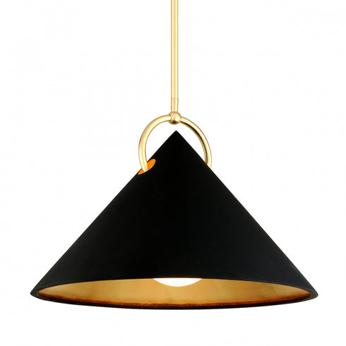 Corbett Charm Pendant in Black and Gold Leaf Finish Model: 289-42-GL/SBK
