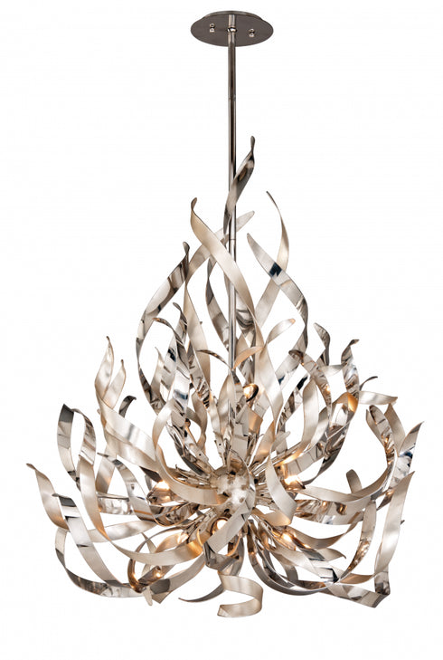 Corbett Graffiti Chandelier in Silver Leaf Finish Model: 154-49-SL/SS