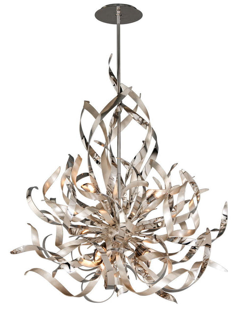 Corbett Graffiti Chandelier in Silver Leaf/Stainless Steel Finish Model: 154-46