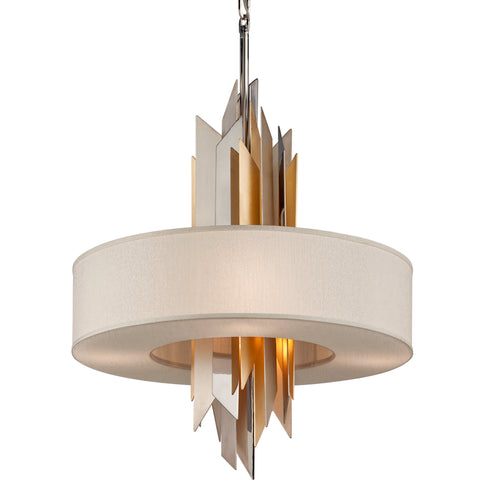 Corbett Modernist Pendant in Pol Ss W Silver/Gold Leaf Finish Model: 207-46-SS/WSL/GL