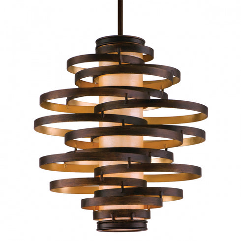 Corbett Vertigo Chandelier in BRONZE AND GOLD LEAF Finish Model: 113-43